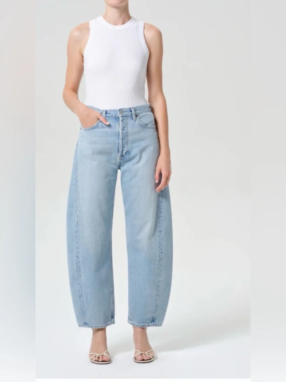 AGOLDE high rise pieces tapered Luna jeans size 24 light wash